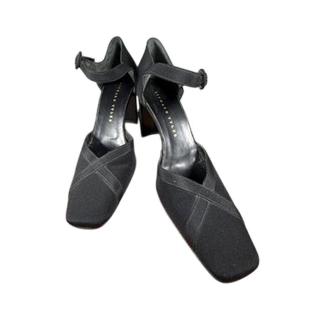 RICHARD TYLER Closed Toes Heels Black Suede and Leather Made in Italy Size 7